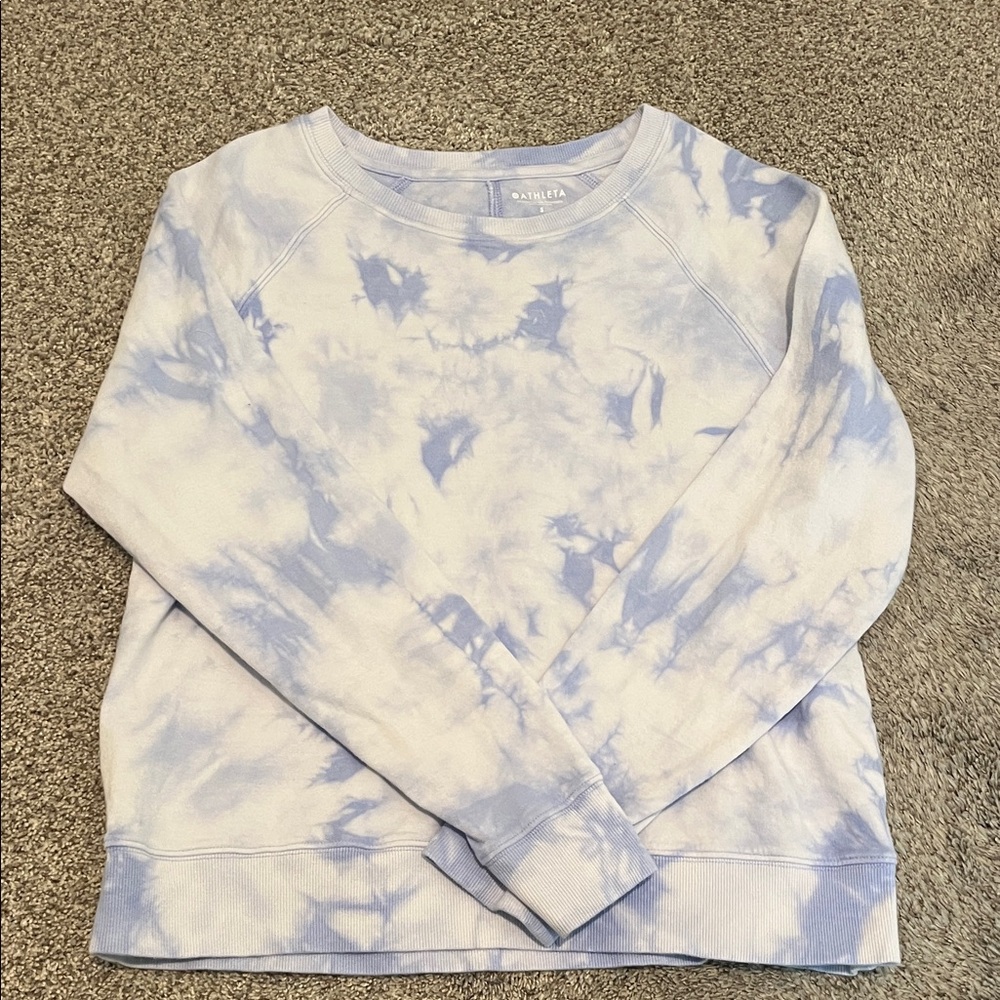 Athleta Lavender and White Tie-Dye Crewneck Sweatshirt